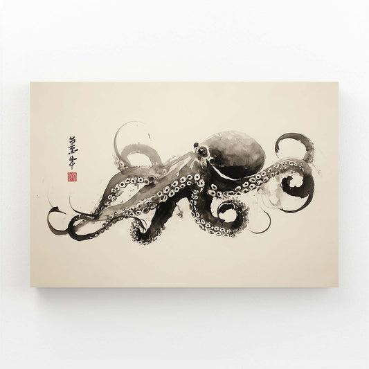 Sumi Ink Scroll Octopus Canvas Art – sumi ink scroll octopus canvas print