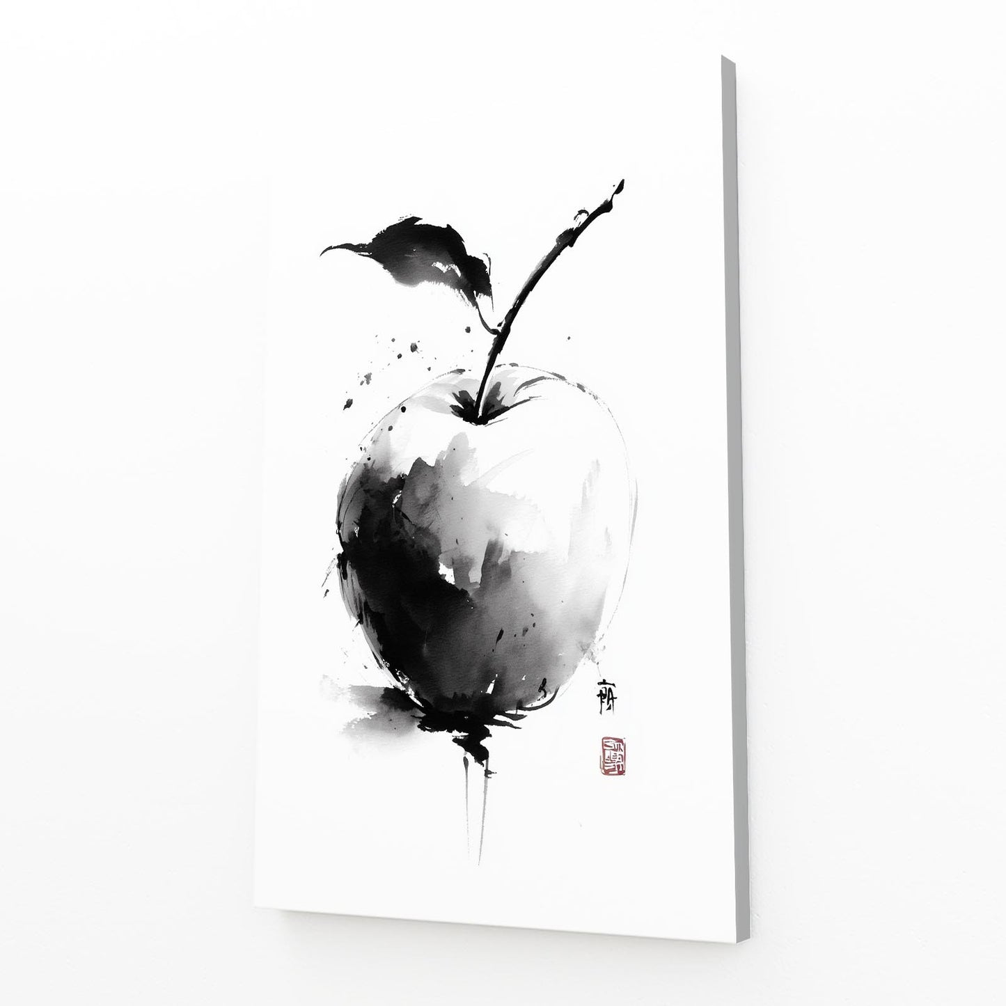 Sumi Ink Wash Apple Wall Decor – sumi ink wash apple canvas print