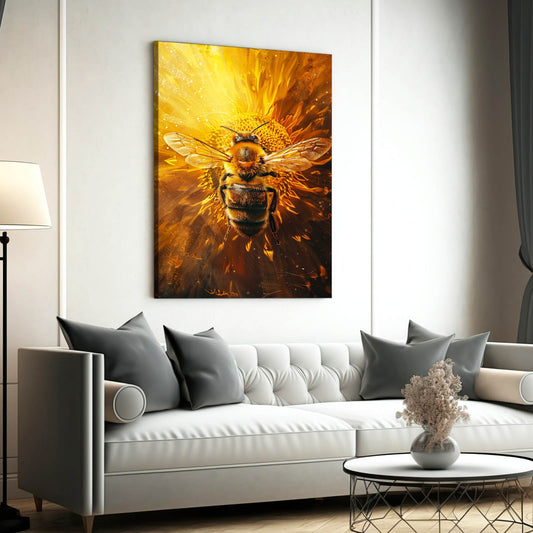 Sunfire Bee Art — 3d canvas print in orange tones, view 3
