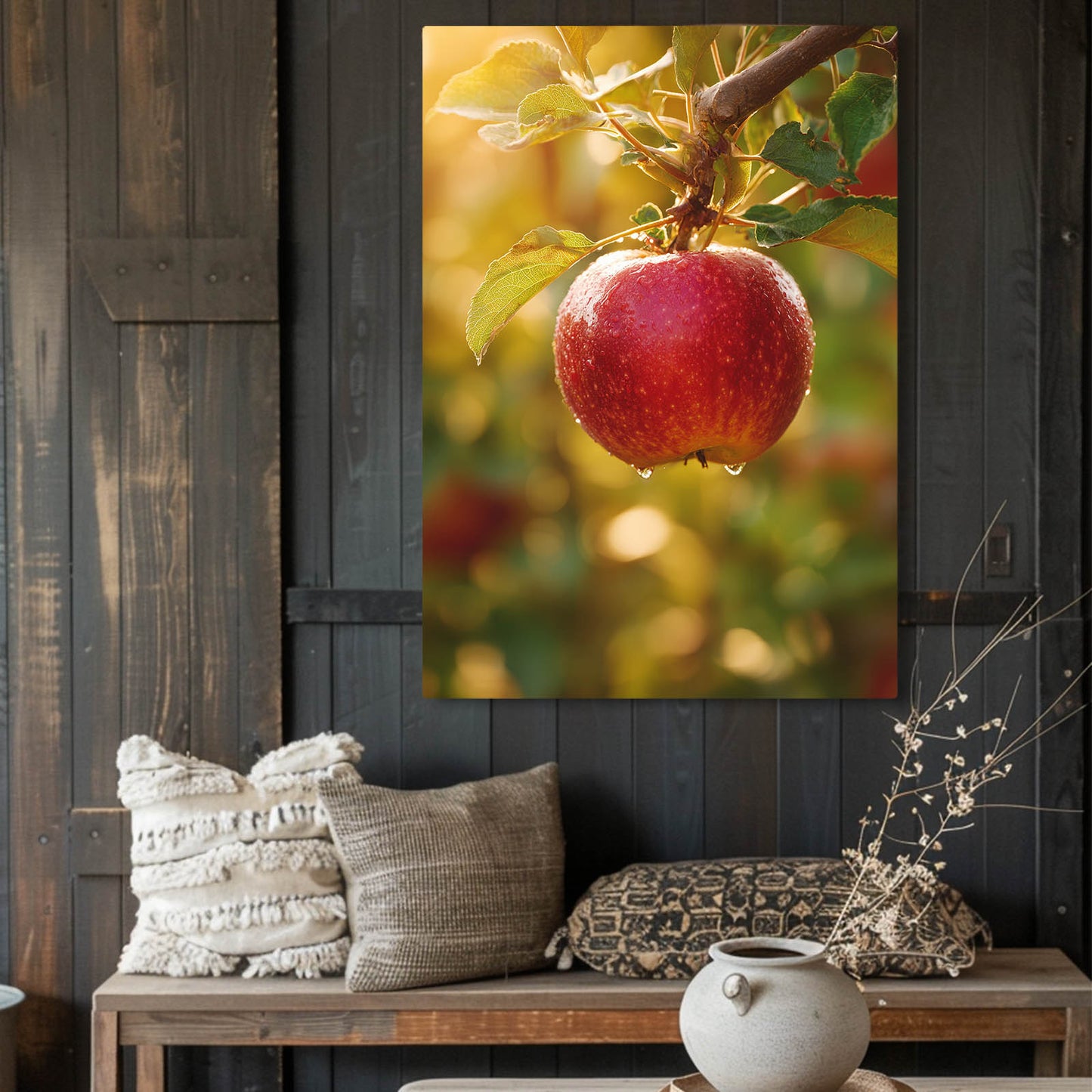Sunlit Orchard Branch Apple Prints – styled in a furnished interior