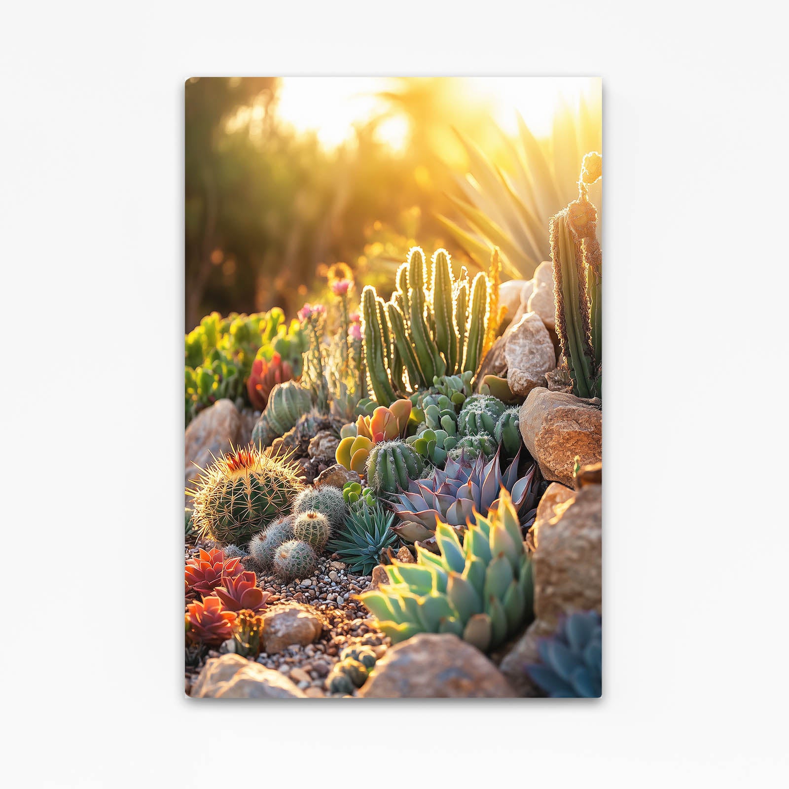 Sunlit Succulent Bed Cactus Art – sunlit succulent bed cactus canvas print