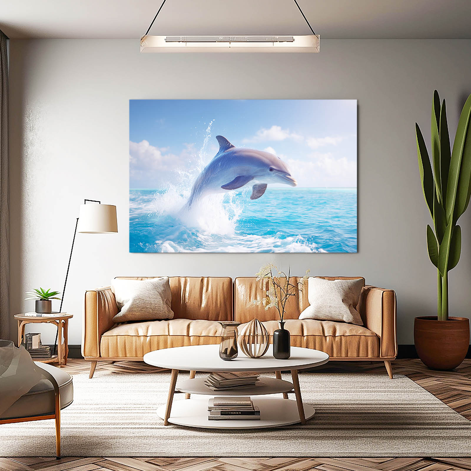 Sunny Leap Dolphin Print – styled in a furnished interior