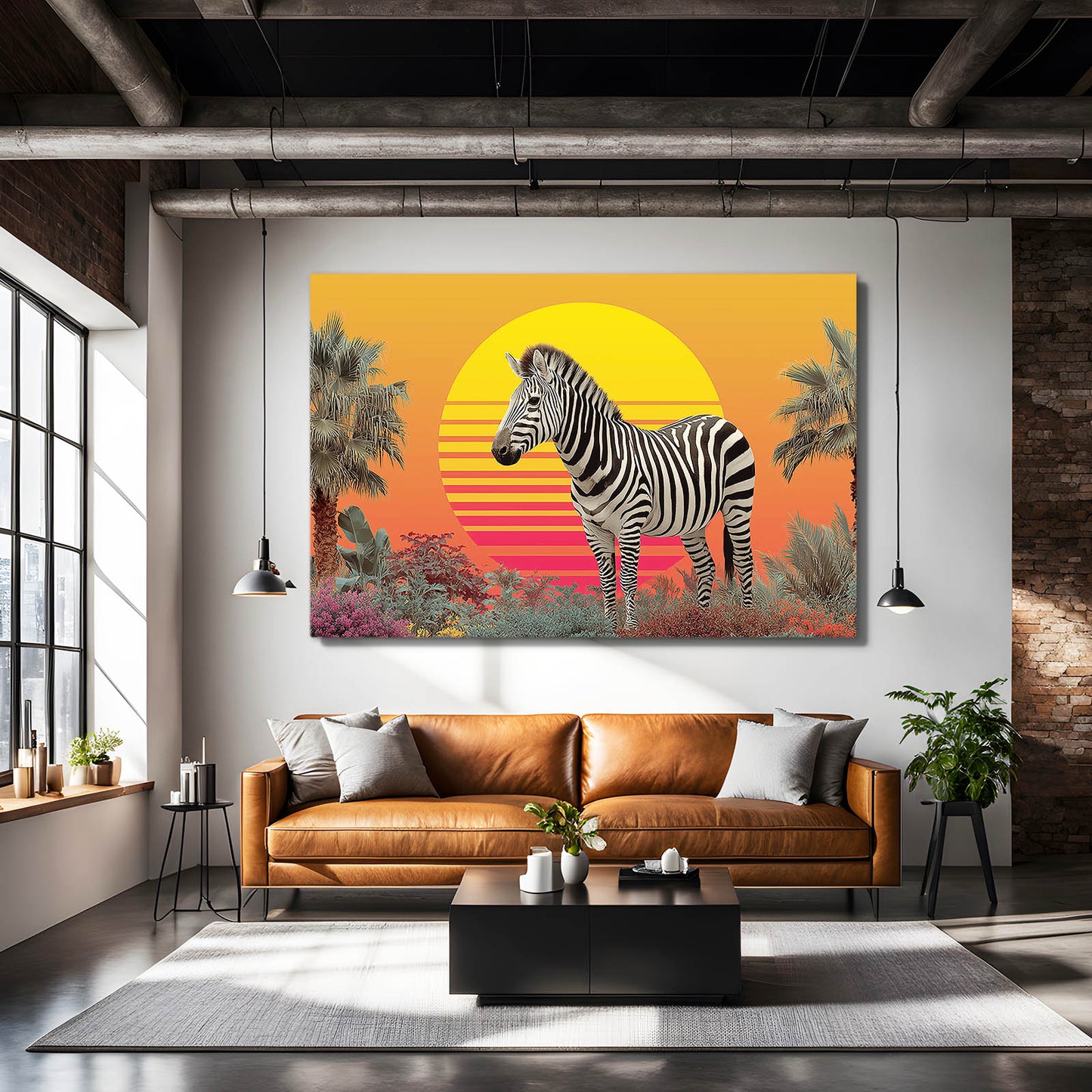 Sunrise Zebra Prints – styled in a furnished interior