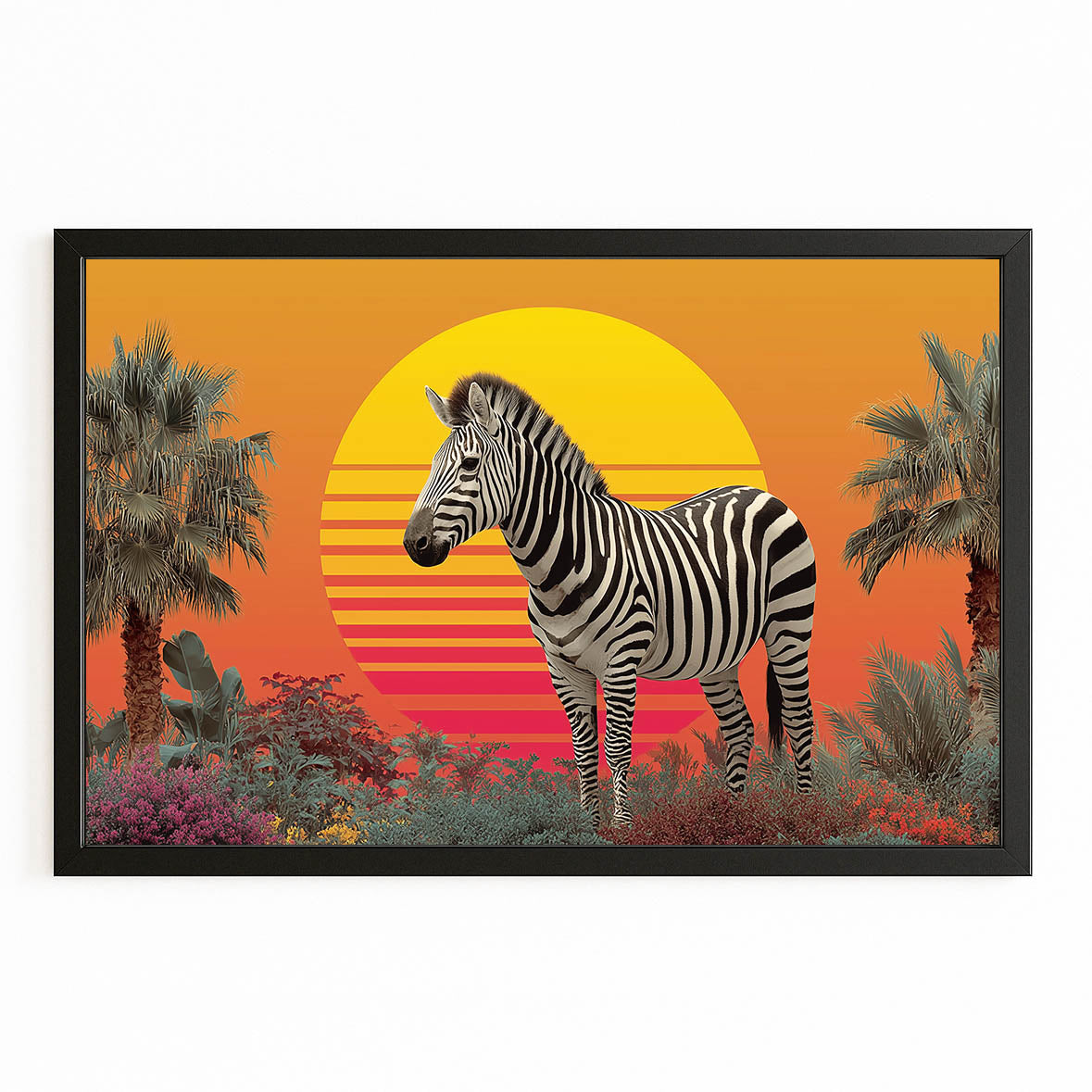 Sunrise Zebra Prints – with Premium Black frame on white background