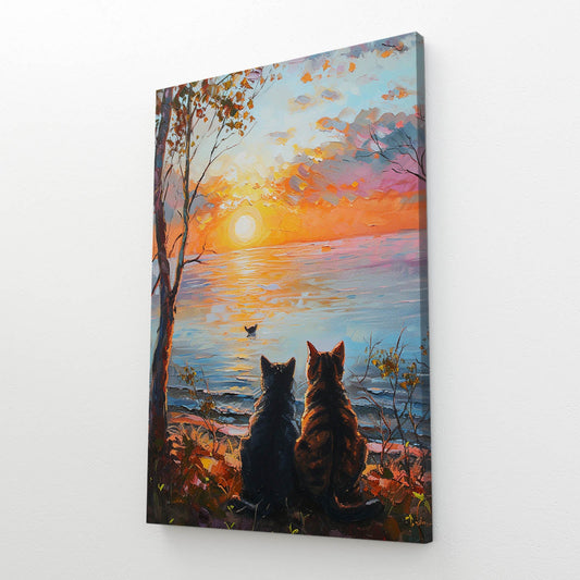 Sunset Companions Cat Art
