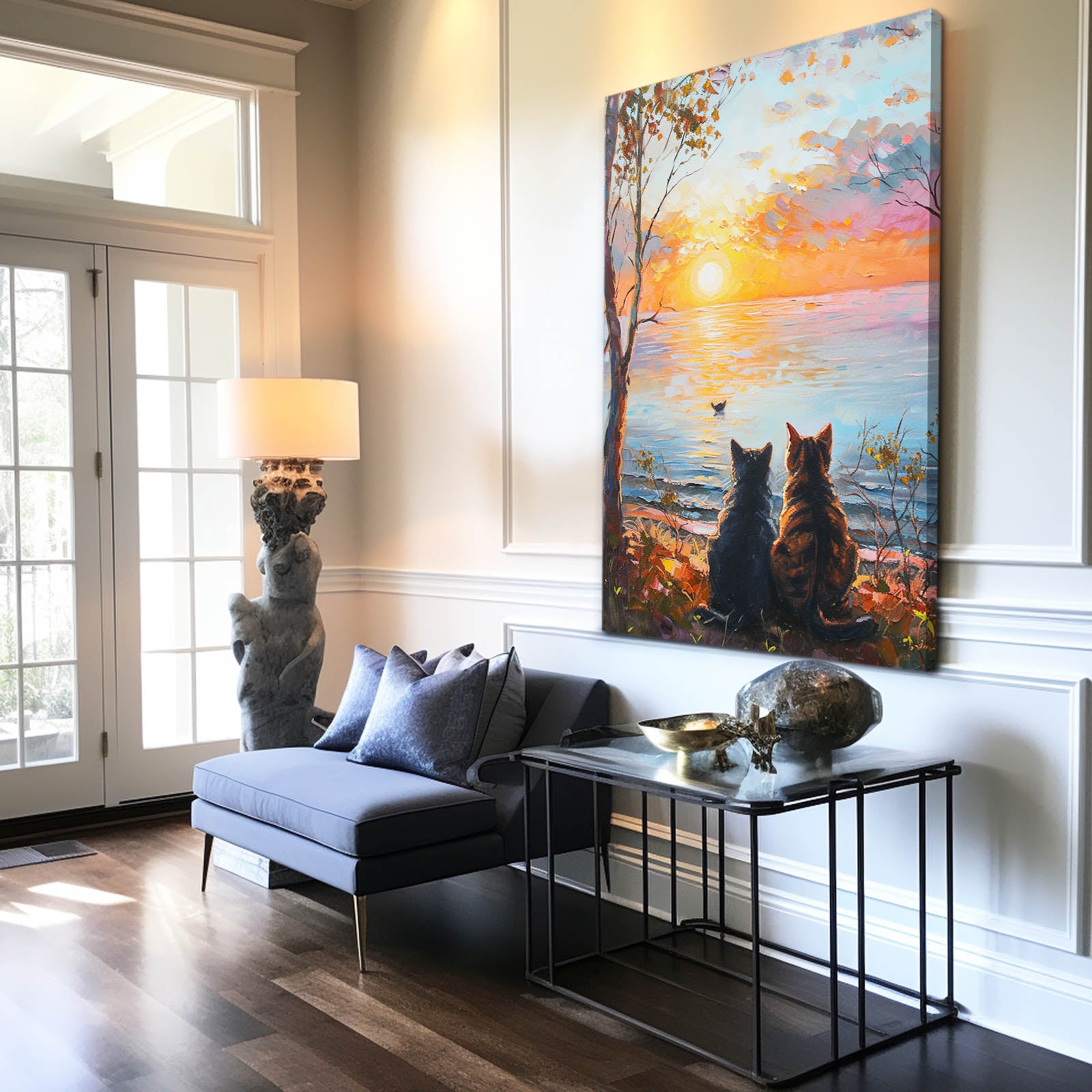 Sunset Companions Cat Art