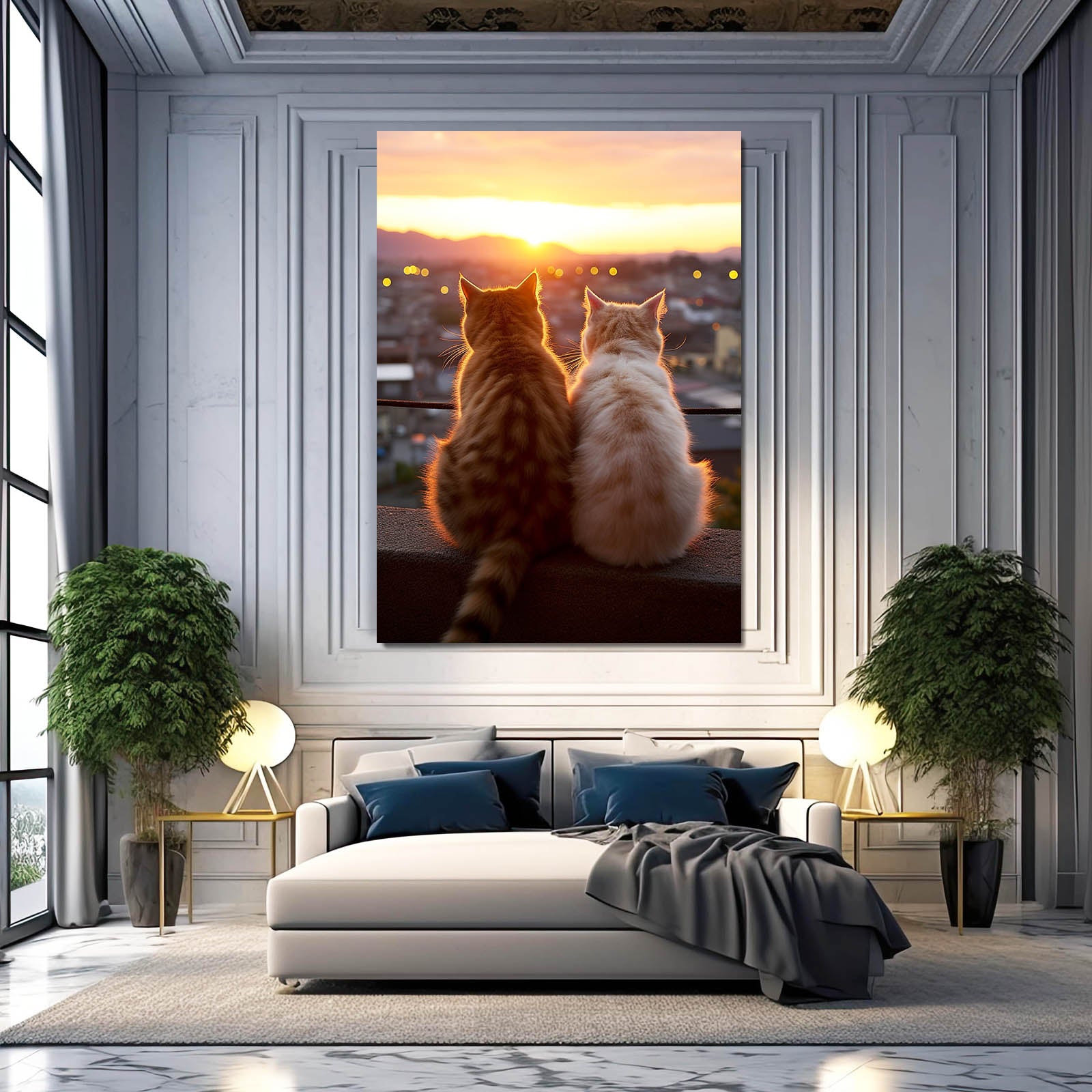 Sunset Companions Cat Wall Art