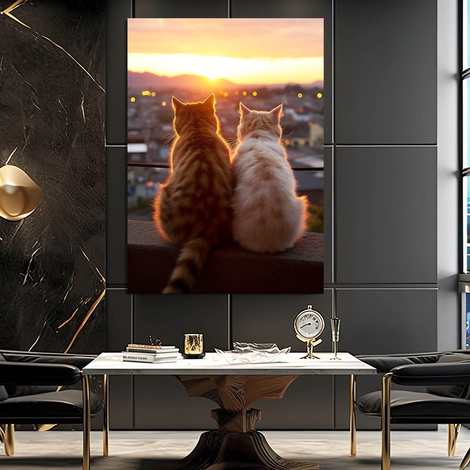 Sunset Companions Cat Wall Art