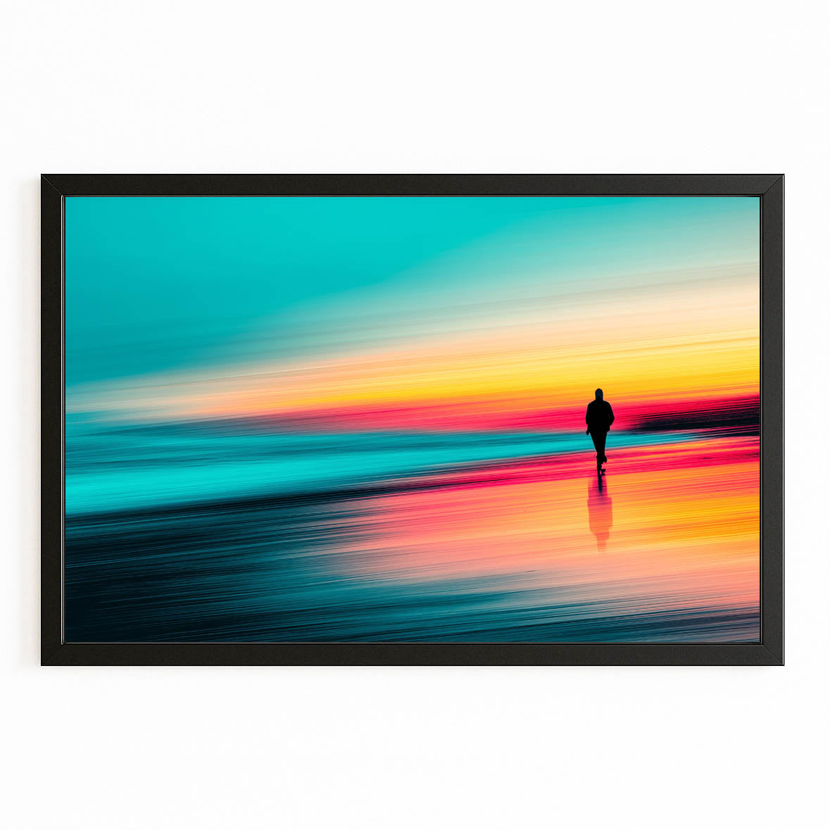 Sunset Horizon Photography Wall Art — photography canvas print, with Premium Black frame on white background