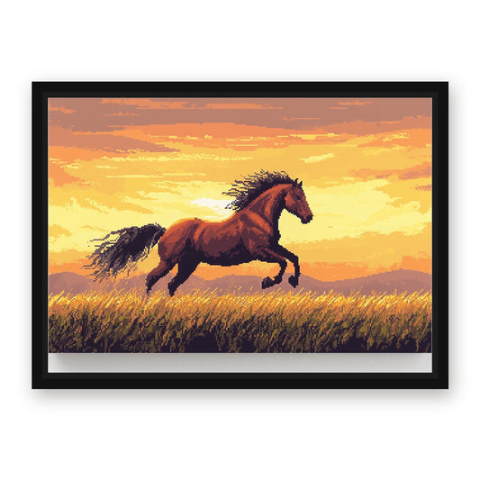 Sunset Horse Wall Art – with Premium Black wood frame