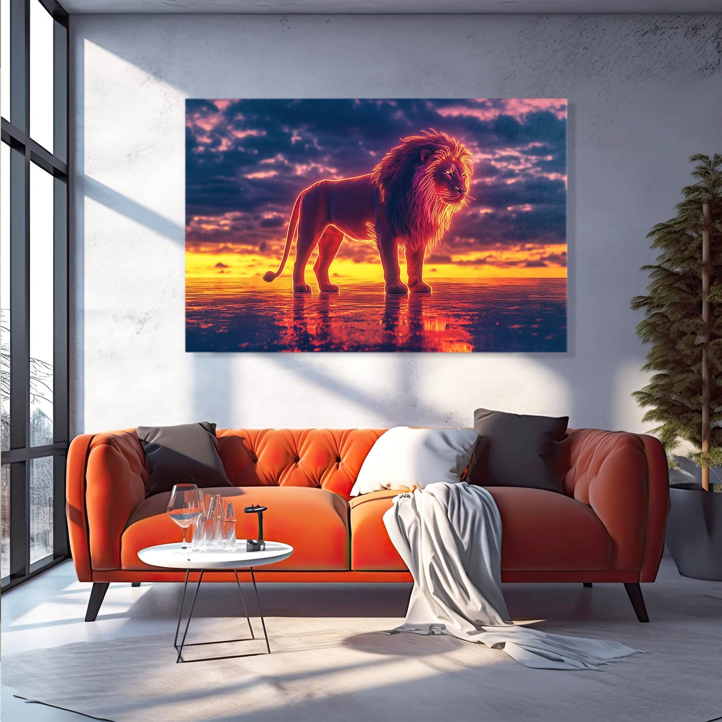 Sunset Majesty Lion Wall Art