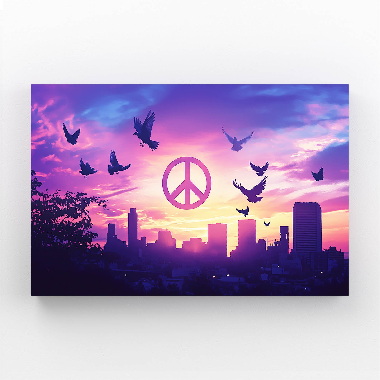 Sunset Peace Skyline Art – sunset peace skyline peace canvas print