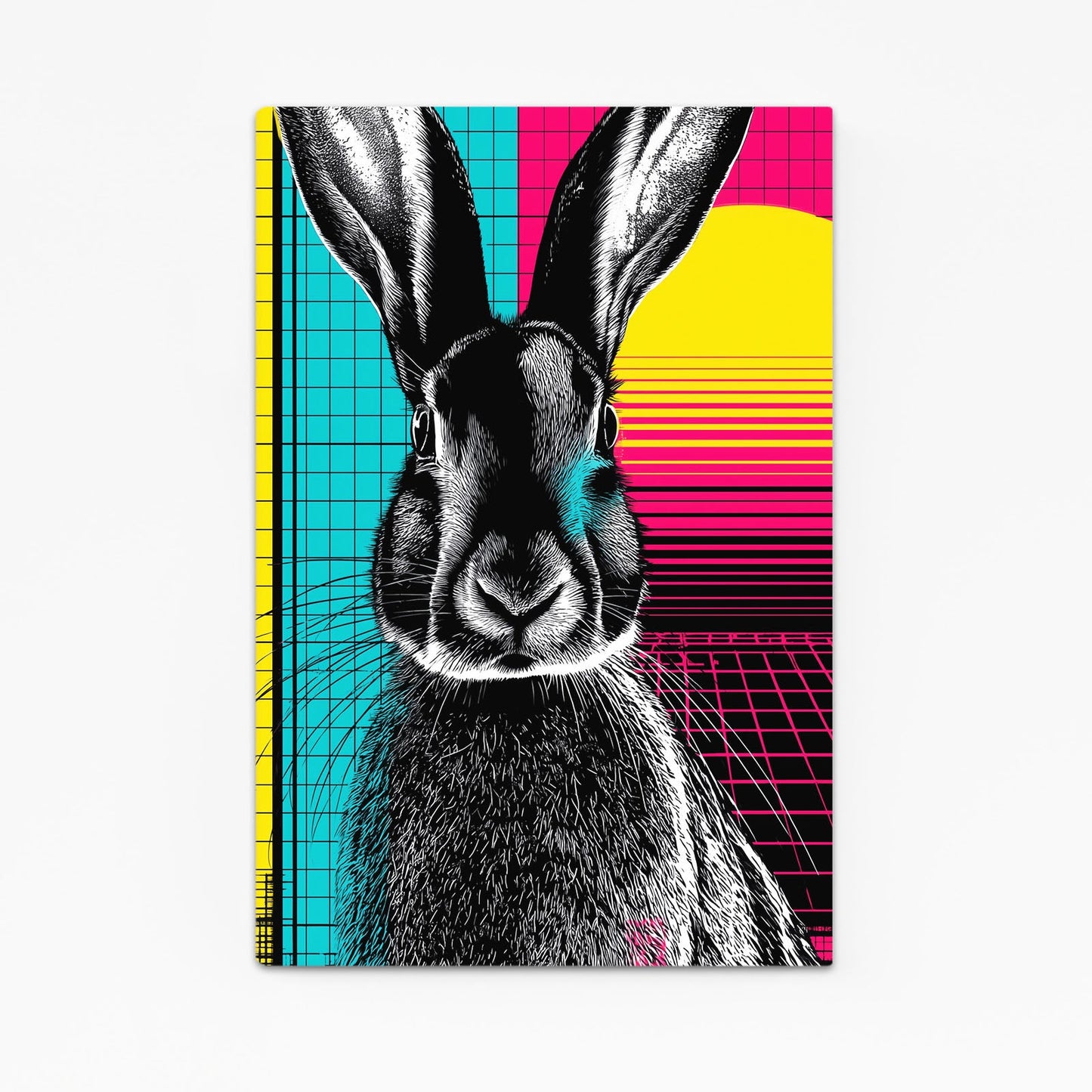 Sunset Rabbit Wall Art – angled canvas view on white background