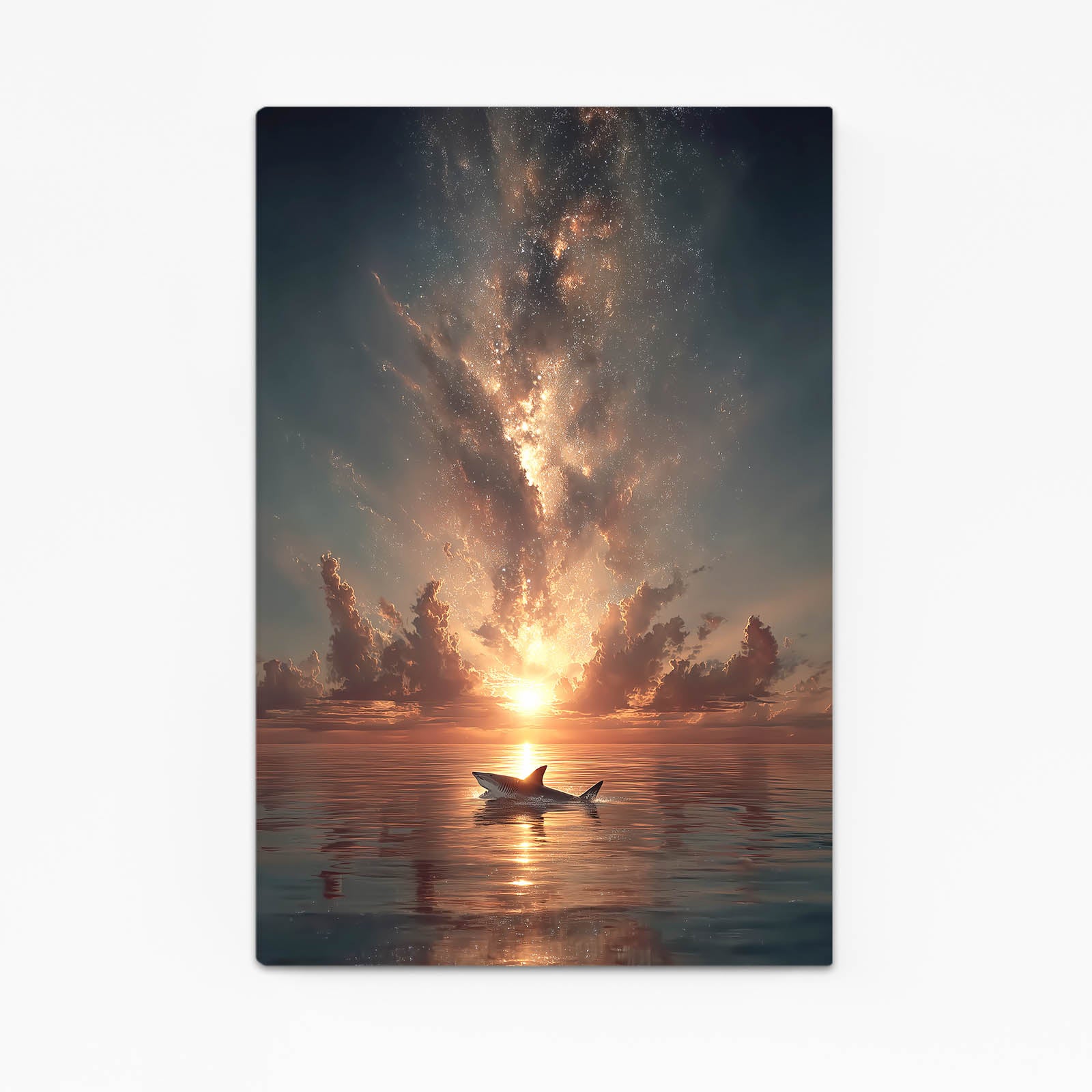 Sunset Sea Eruption Shark Wall Decor – sunset sea eruption shark canvas print