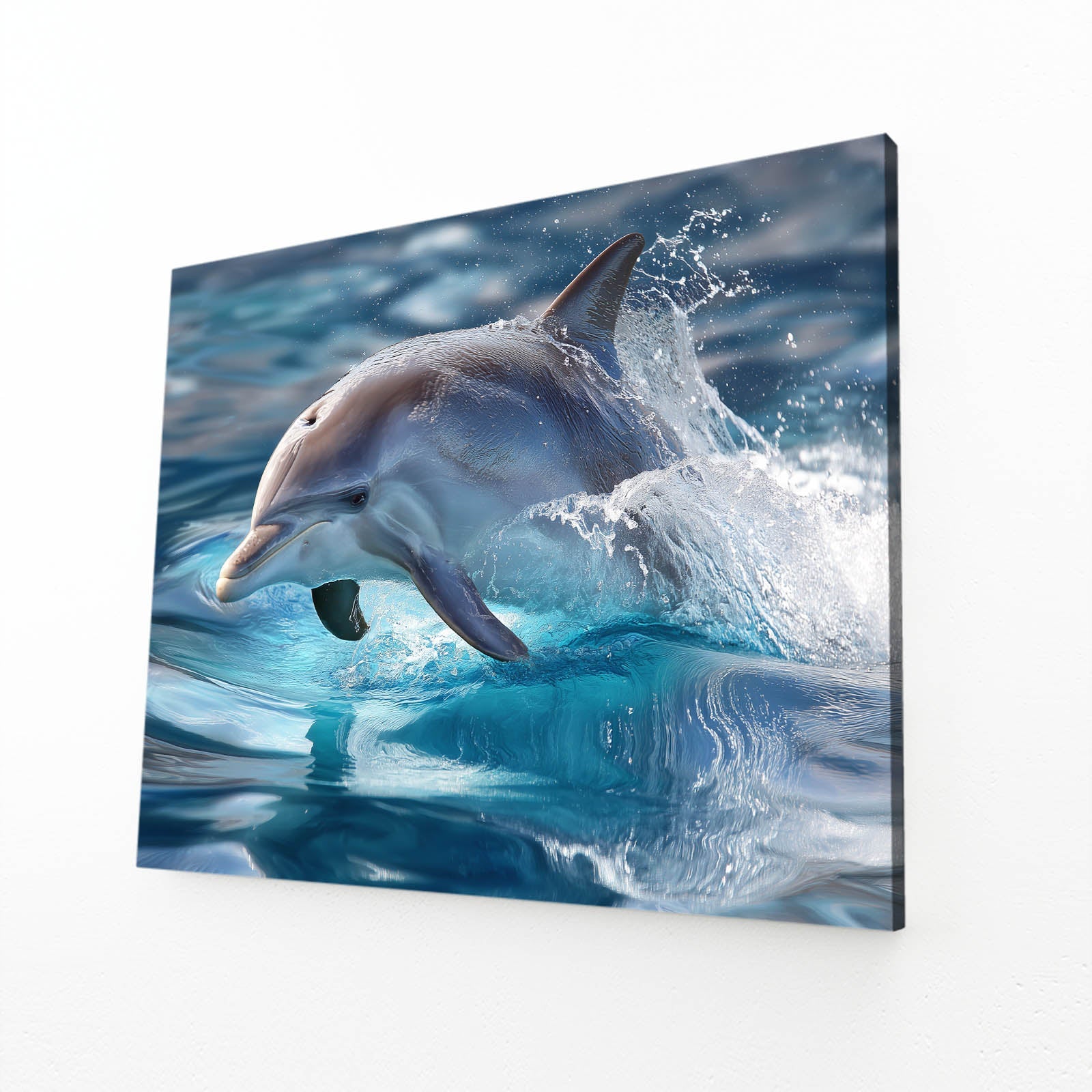 Surface Break Dolphin Canvas – angled canvas view on white background