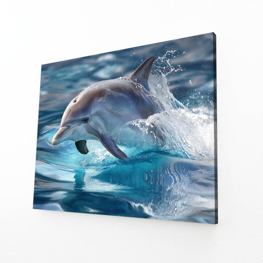 Surface Break Dolphin Canvas – angled canvas view on white background