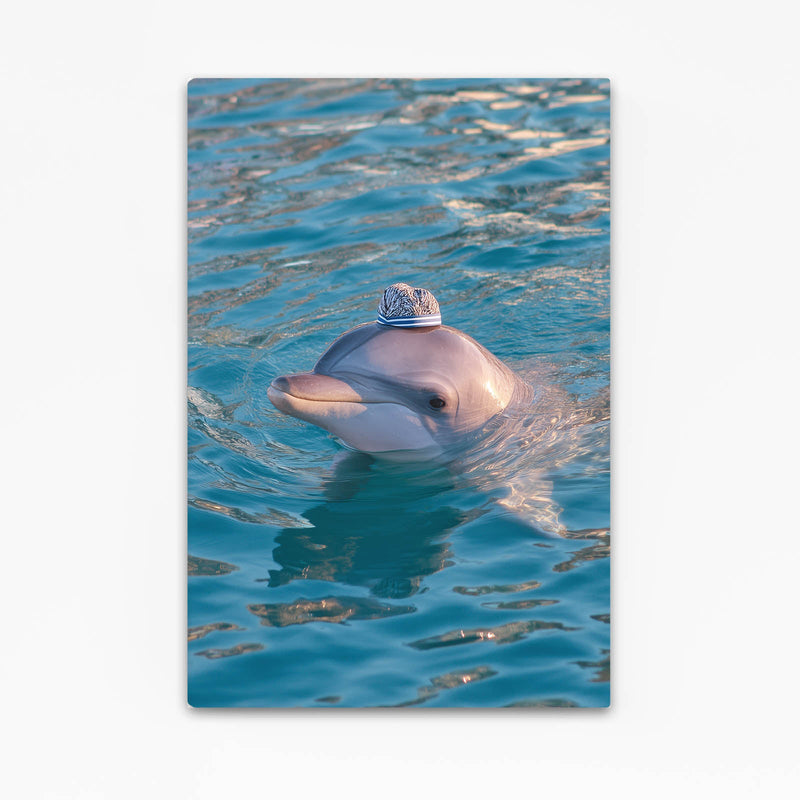 Surface Rest Dolphin Artwork – dolphin resting calmly at a rippled sunlit water surface