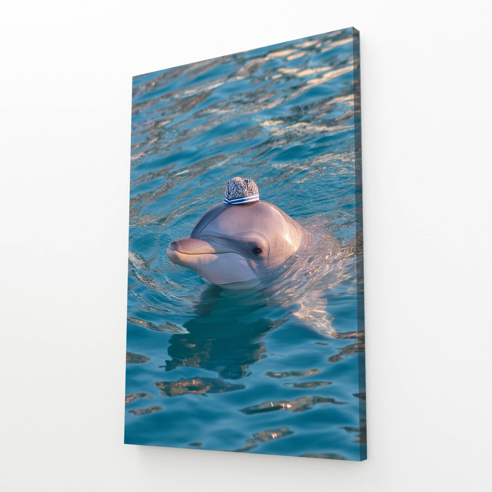 Surface Rest Dolphin Artwork – angled canvas view on white background