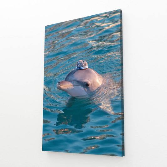 Surface Rest Dolphin Artwork – angled canvas view on white background