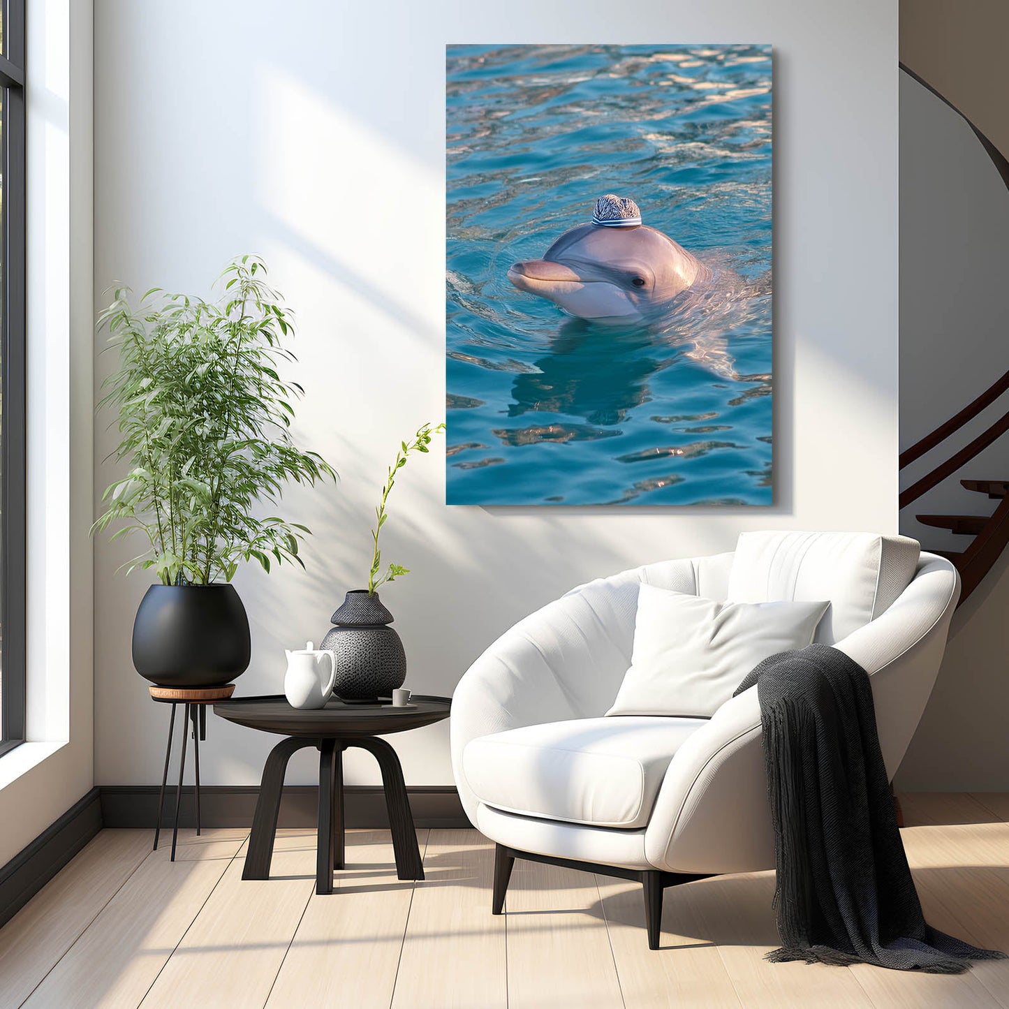 Surface Rest Dolphin Artwork – styled in a furnished interior