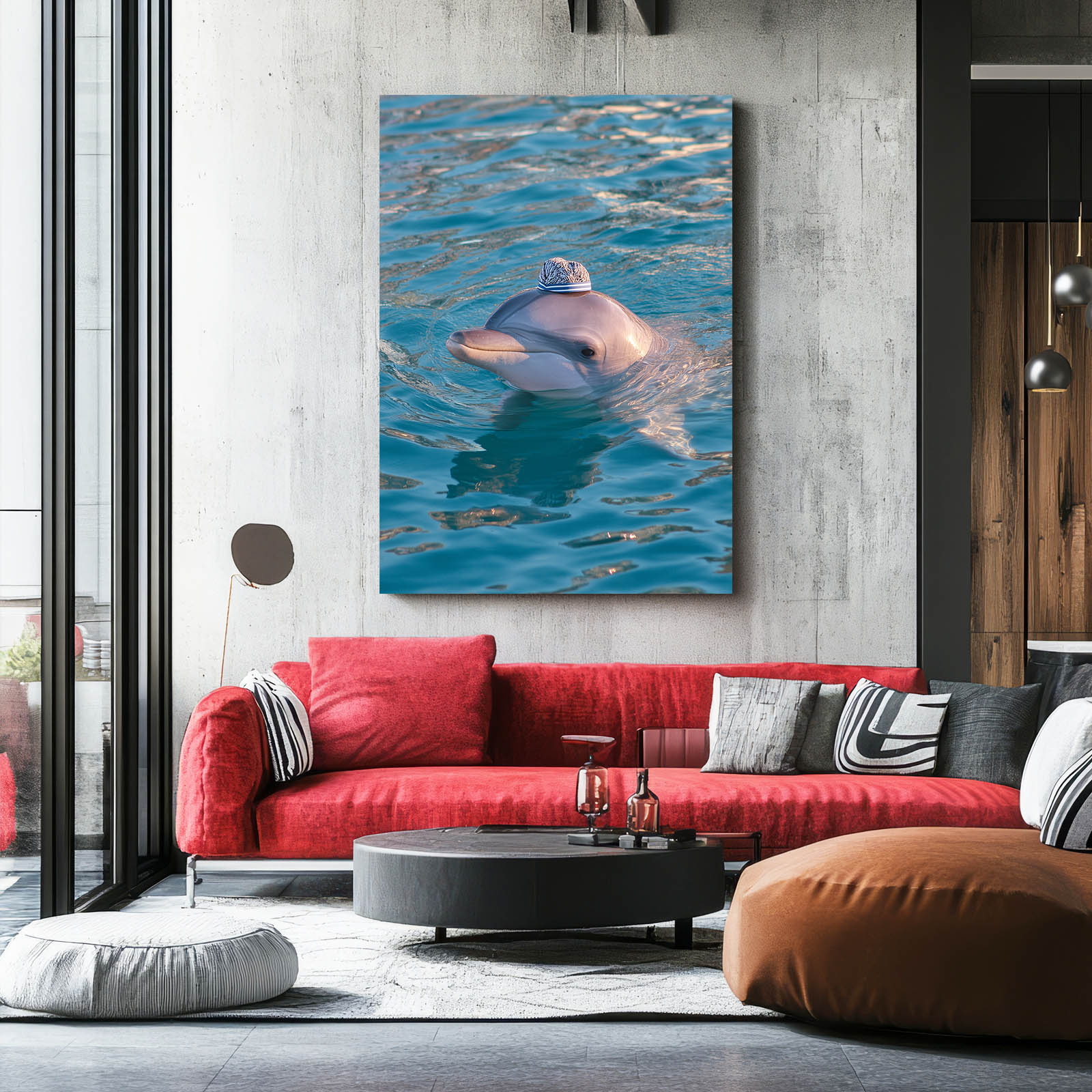Surface Rest Dolphin Artwork – styled in a furnished interior