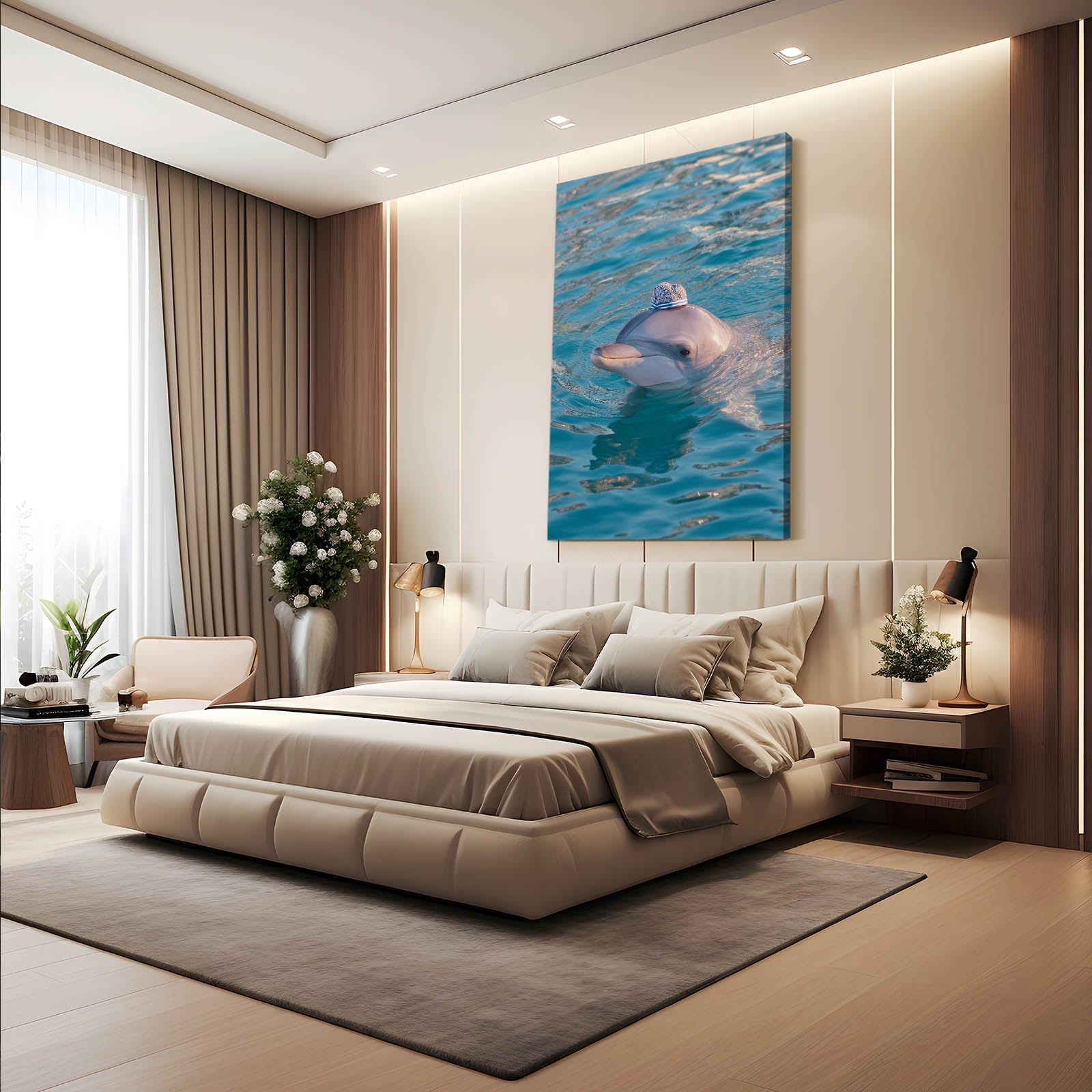 Surface Rest Dolphin Artwork – styled in a furnished interior