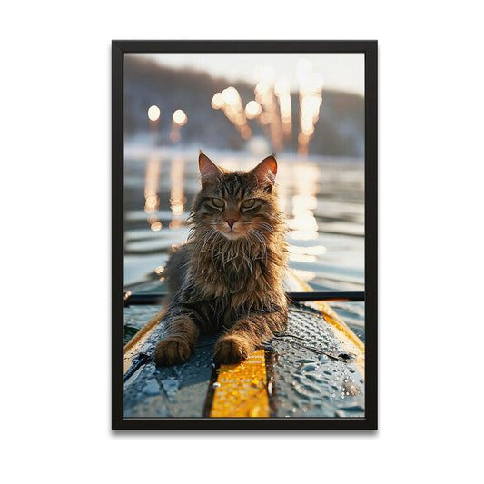 Surfer Cat Wall Art – canvas print on white background