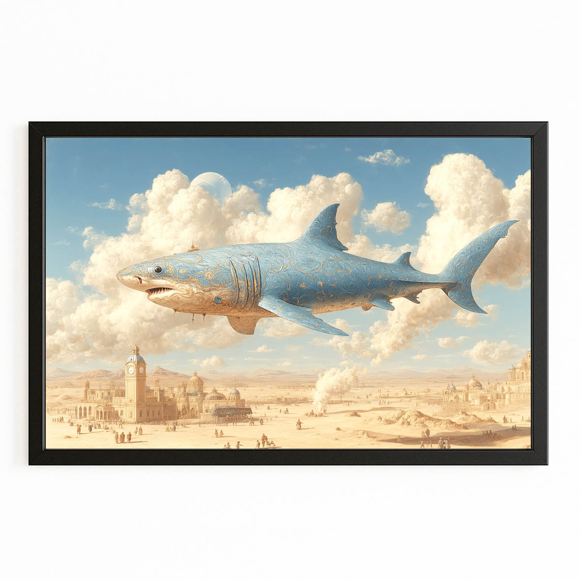 Surreal Flying Shark Art – surreal flying shark canvas print