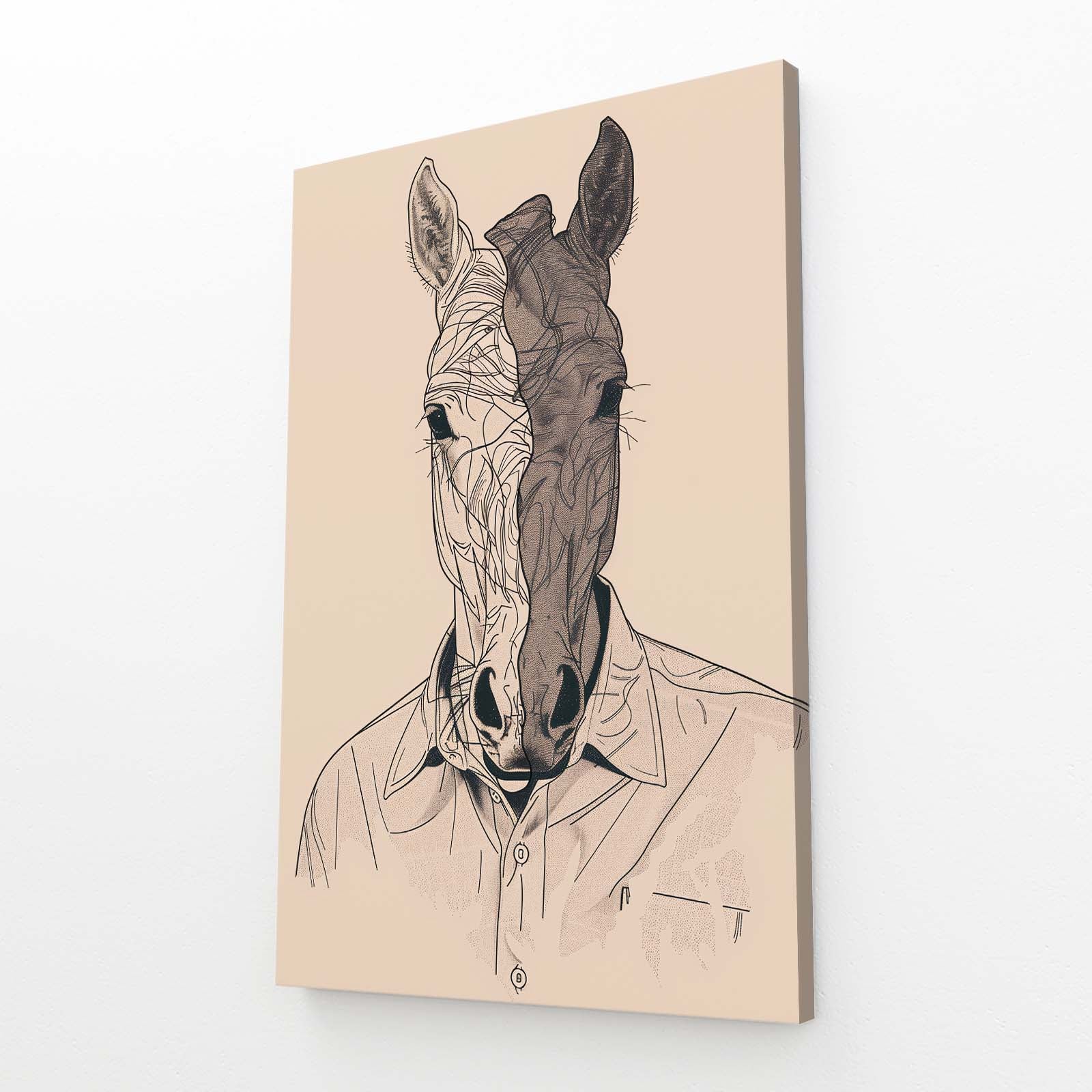 Surreal Horse Art – angled canvas view on white background