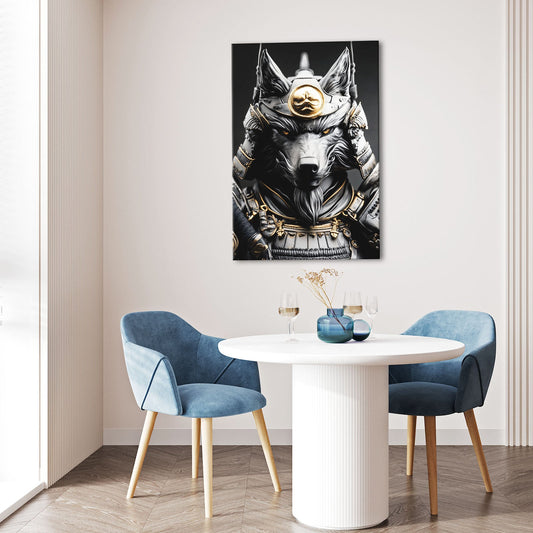 Surreal Wolf Artwork — 3d canvas print in white tones, view 3