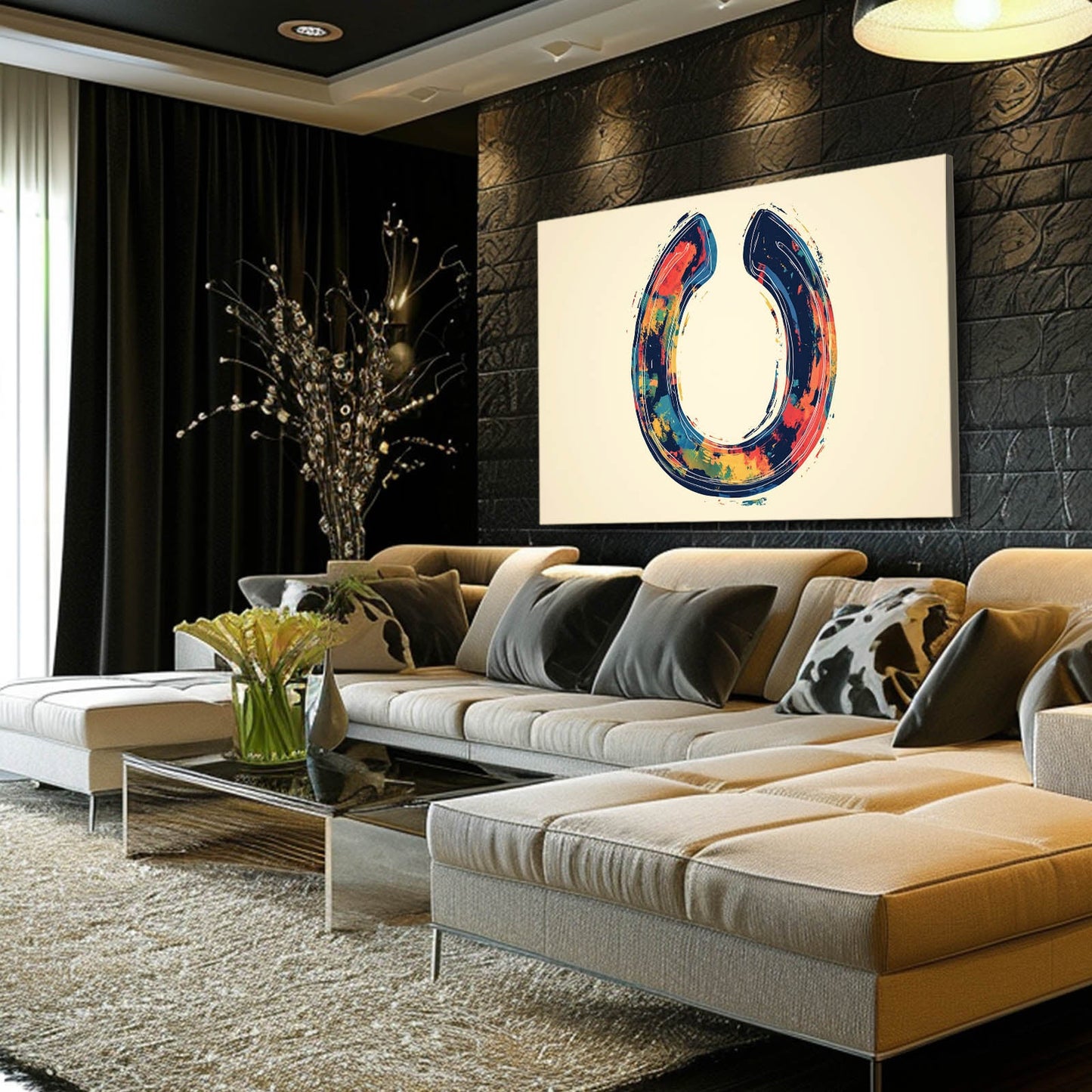 Symbol Horse Wall Art – angled canvas view on white background