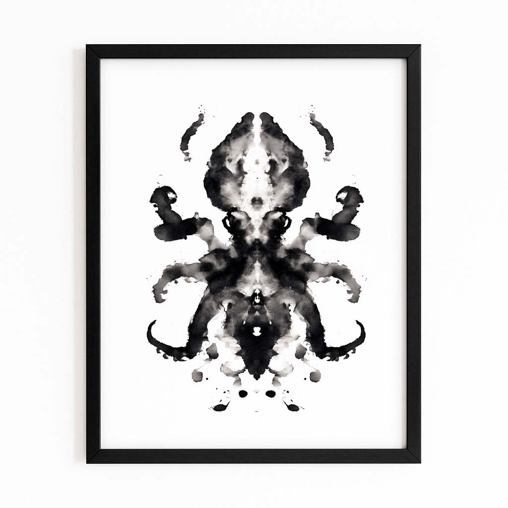 Symmetry Ink Blot Octopus Wall Decor – with Premium Black frame on white background
