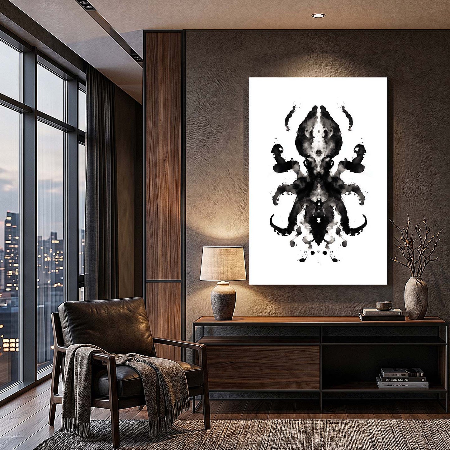 Symmetry Ink Blot Octopus Wall Decor – styled in a furnished interior
