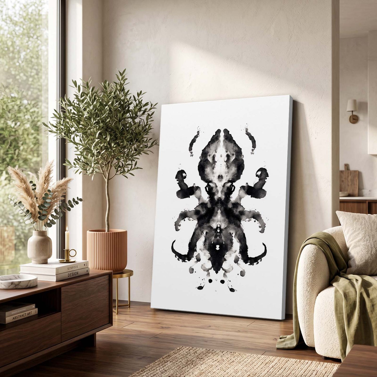 Symmetry Ink Blot Octopus Wall Decor – styled in a furnished interior