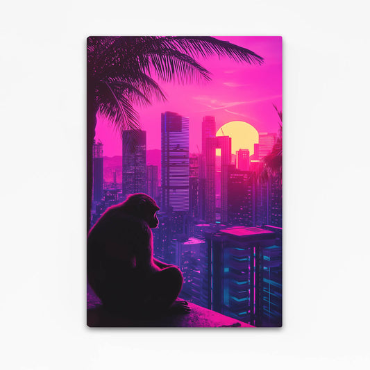 Synthwave Skyline Monkey Canvas – synthwave skyline monkey canvas print