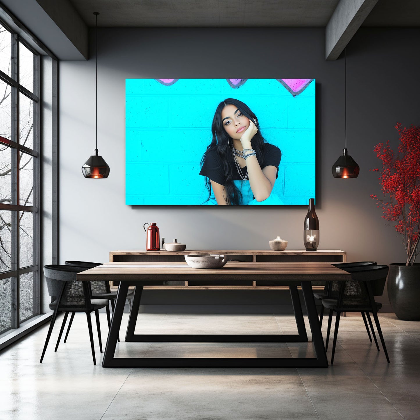 Teal Backdrop Portrait Photography Prints – styled in a furnished interior