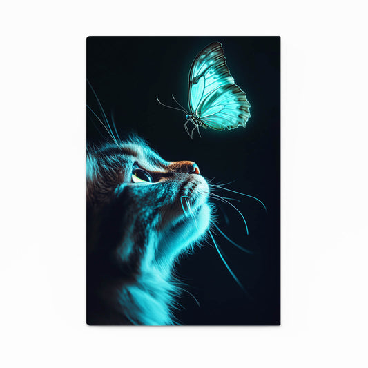 Teal Butterfly Glow Cat Wall Decor — contemporary canvas print, canvas print on white background