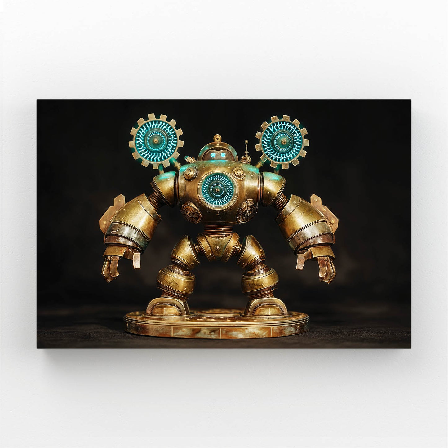 Teal-Eyed Brass Robot Steampunk Prints – teal-eyed brass robot steampunk canvas print
