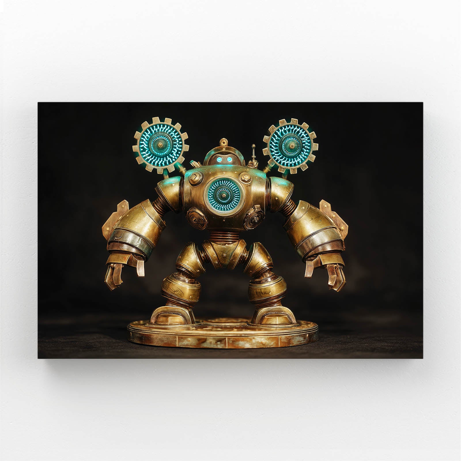 Teal-Eyed Brass Robot Steampunk Prints – teal-eyed brass robot steampunk canvas print