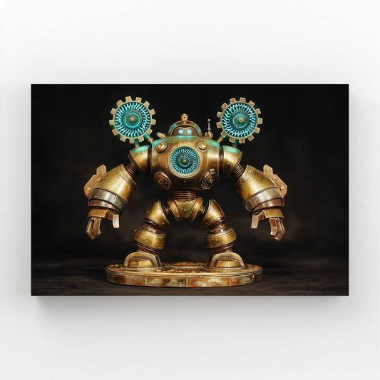 Teal-Eyed Brass Robot Steampunk Prints – teal-eyed brass robot steampunk canvas print