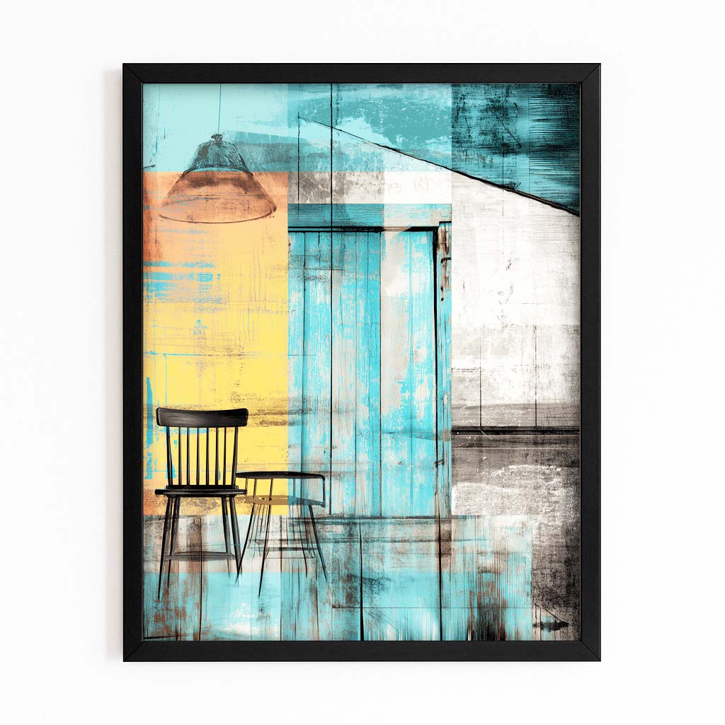 Teal Gold Farmhouse Farmhouse Canvas – with Premium Black frame on white background