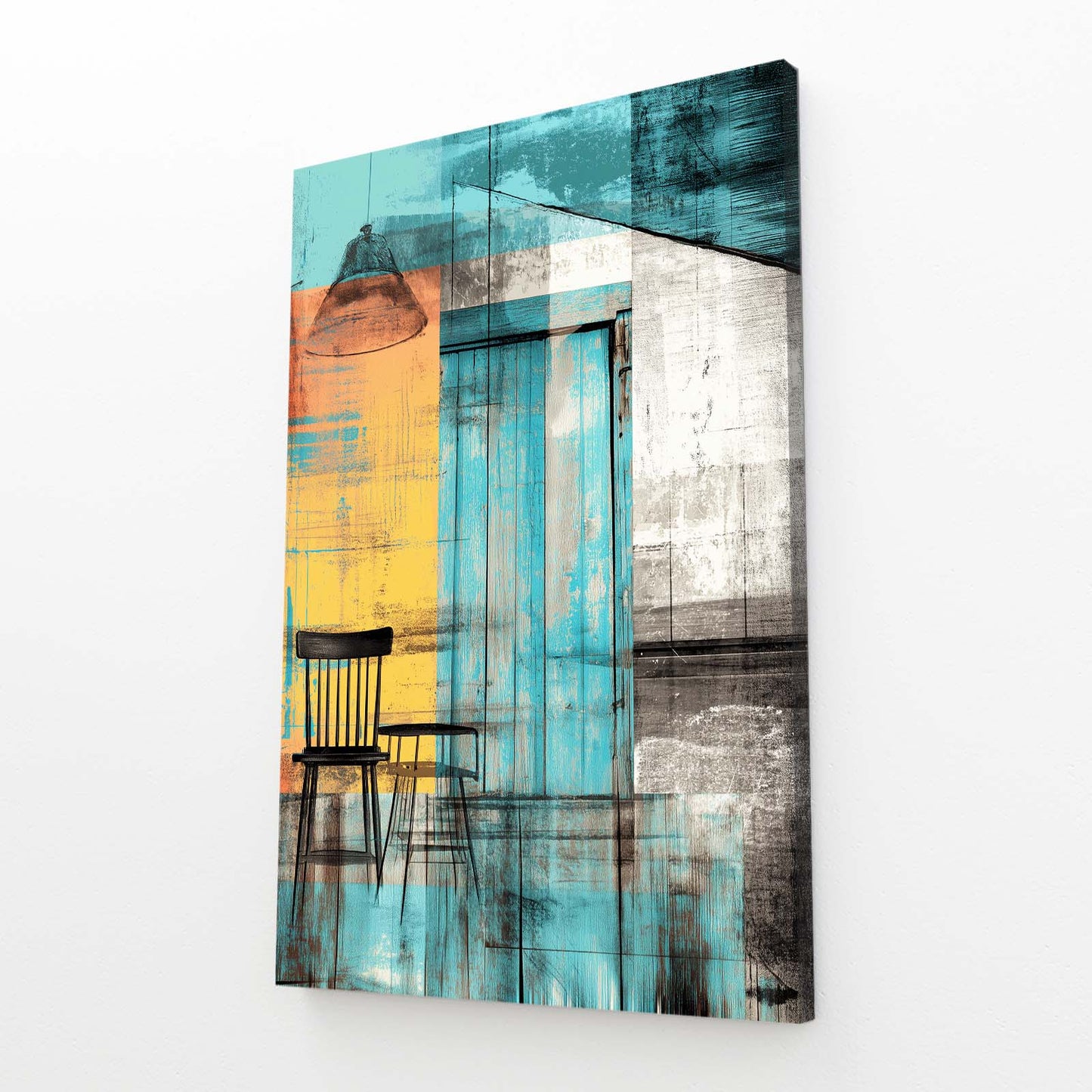 Teal Gold Farmhouse Farmhouse Canvas – angled canvas view on white background