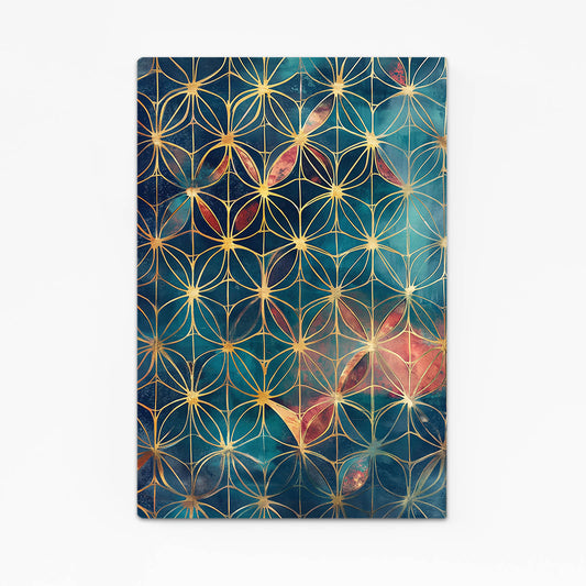 Teal Mosaic Weave Flower Of Life Canvas – teal mosaic weave flower of life canvas print