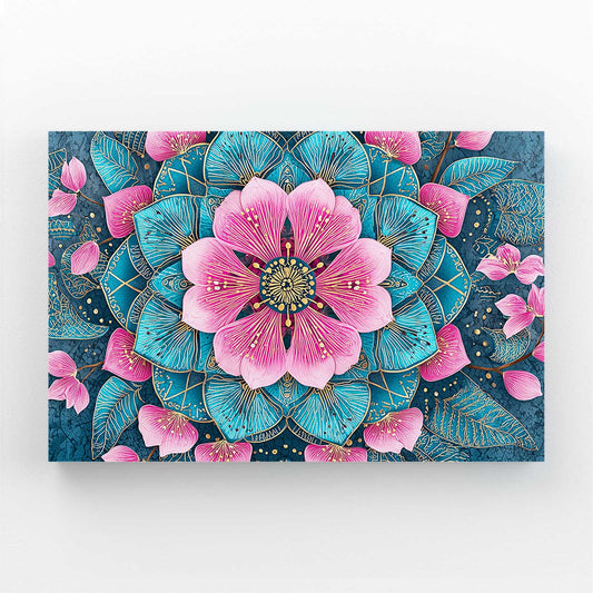 Teal Petal Mandala Cherry Blossom Prints – teal petal mandala cherry blossom canvas print