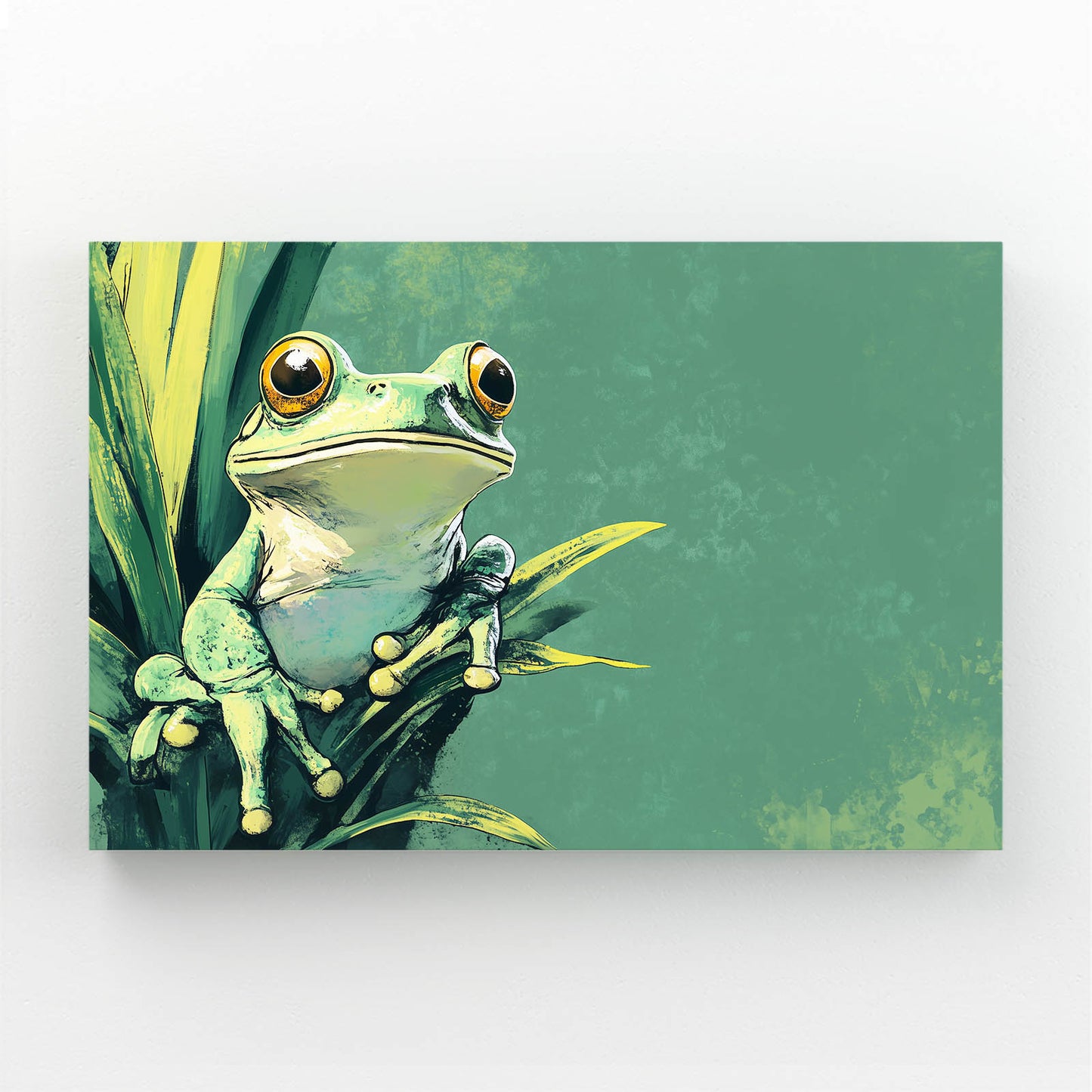Teal Plant Perch Frog Canvas – teal plant perch frog canvas print