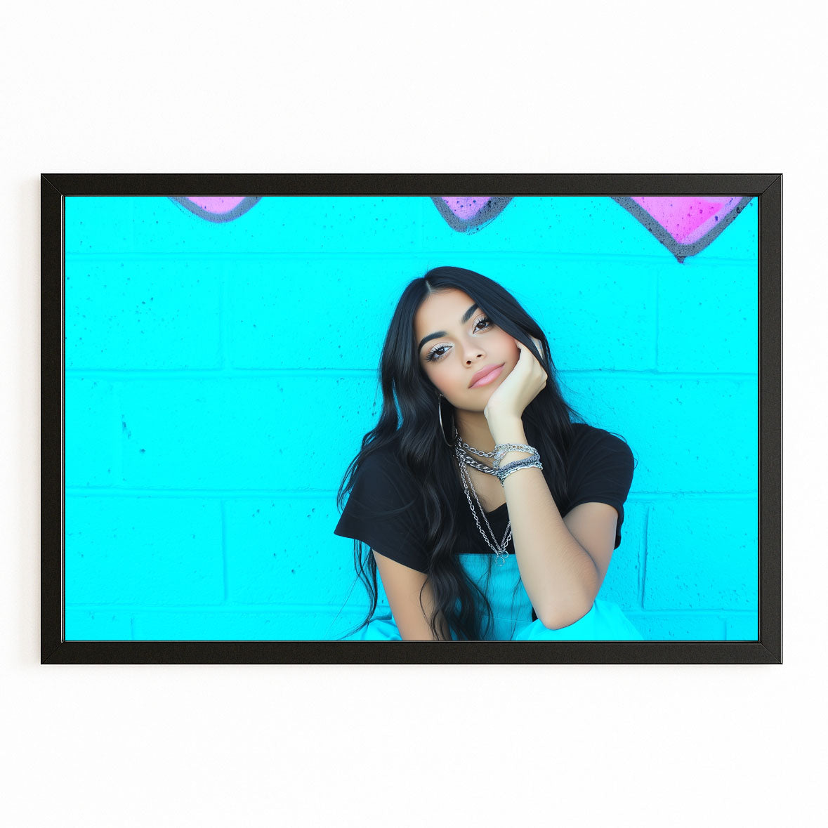 Teal Pop Photography Art Prints — photography canvas print, with Premium Black frame on white background