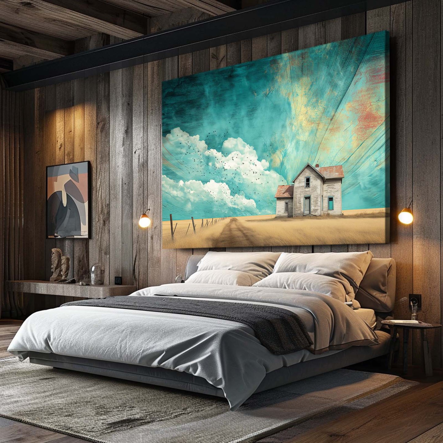 Teal Sky Farmhouse Farmhouse Canvas – styled in a furnished interior