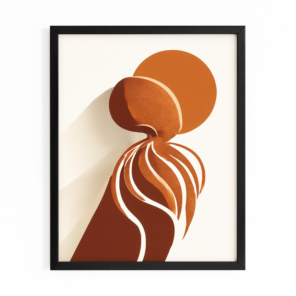 Terracotta Shapes Octopus Wall Art – with Premium Black frame on white background