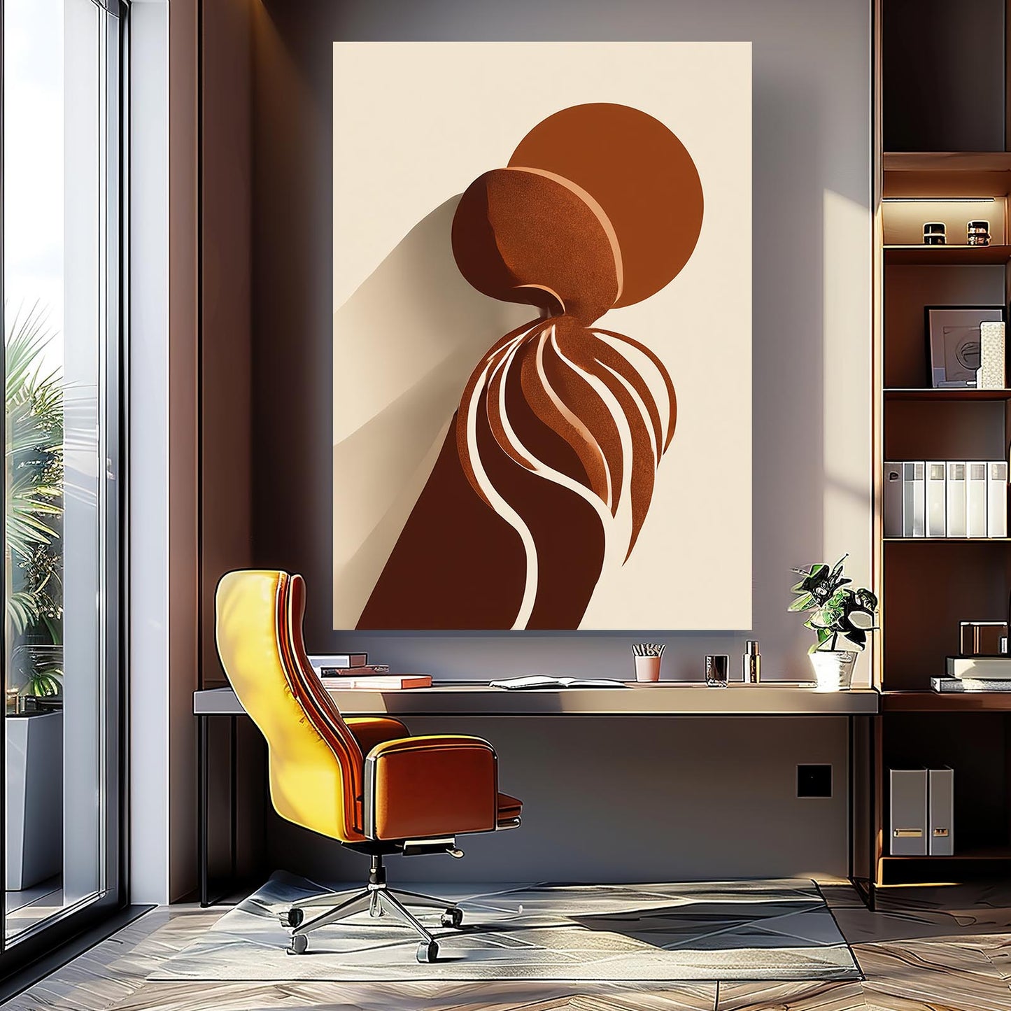 Terracotta Shapes Octopus Wall Art – styled in a furnished interior