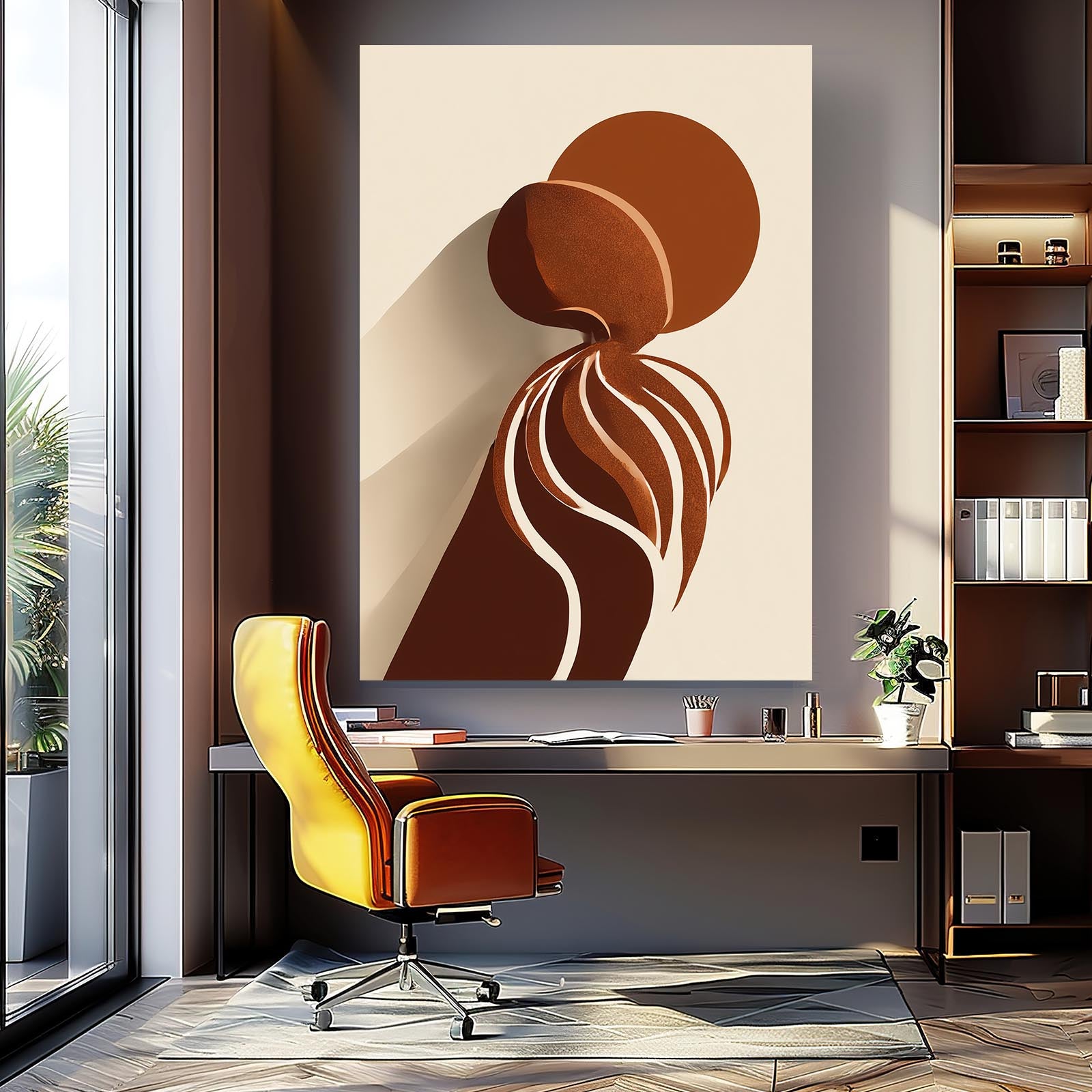 Terracotta Shapes Octopus Wall Art – styled in a furnished interior